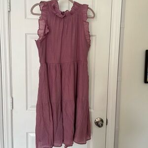 Listicle Pink Sundress Mock Neck Flutter Sleeve